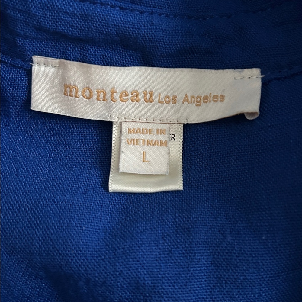 MONTEAU Elegant Royal Blue Button-Down Shirt - Picture 5 of 6